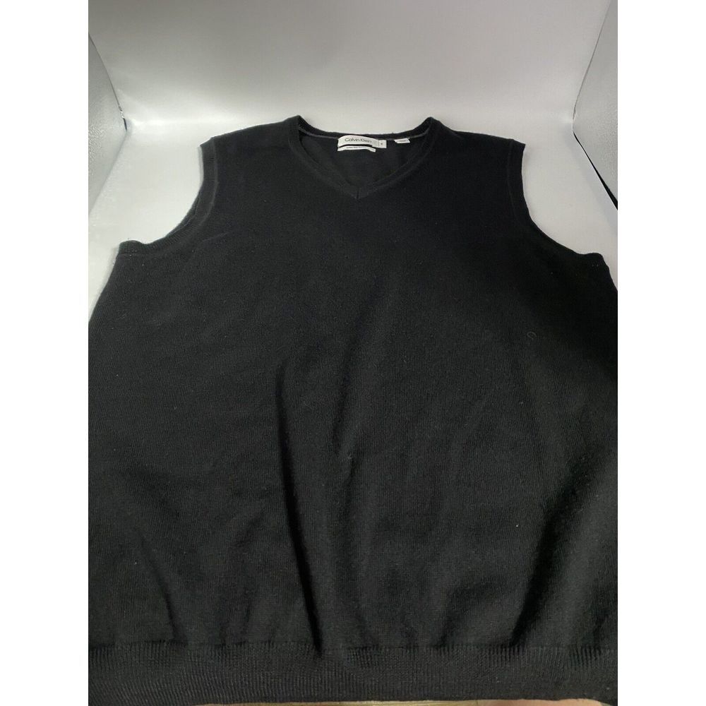 Calvin Klein Womens Vest Sweater Size Black Sleeveless Pullover Merino WoolM